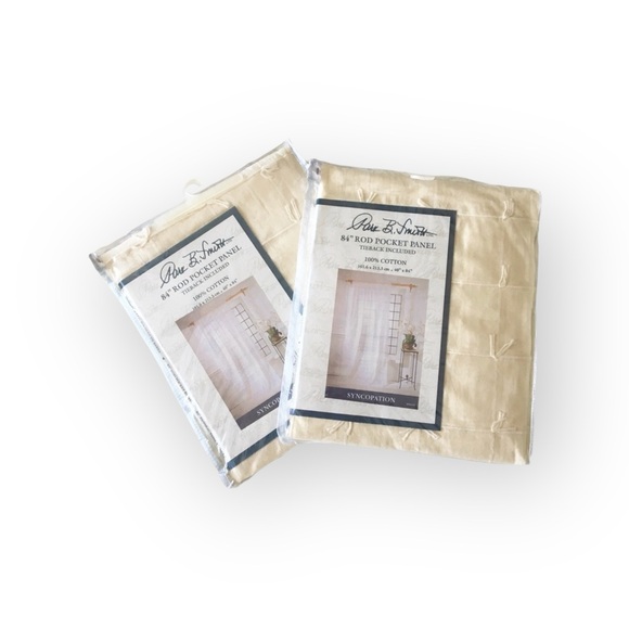 new Boho Chic ✶ Set 2 Rod Pocket Panel Curtains ✶ Semi Sheer Natural ✶ 40” x 84” - Picture 6 of 15